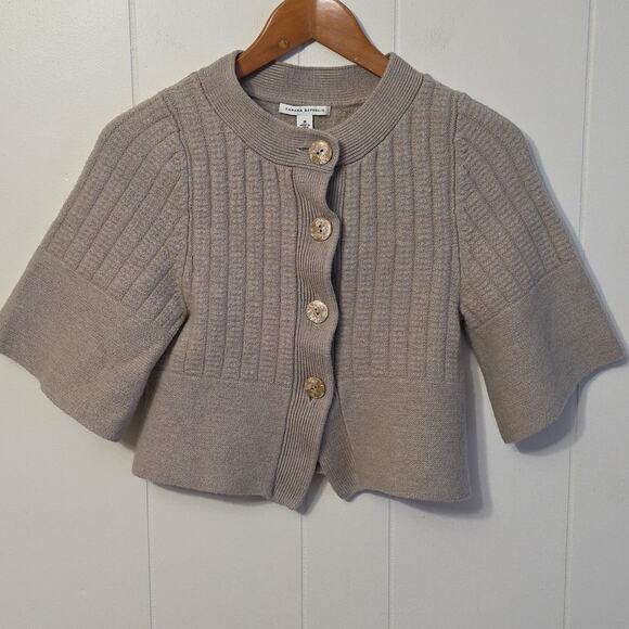 Banana Republic Sweaters - Banana Republic Tan Beige 100% Wool Button-Up Jacket Womens M 2009 Clean Simple